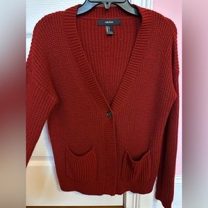 Red cardigan